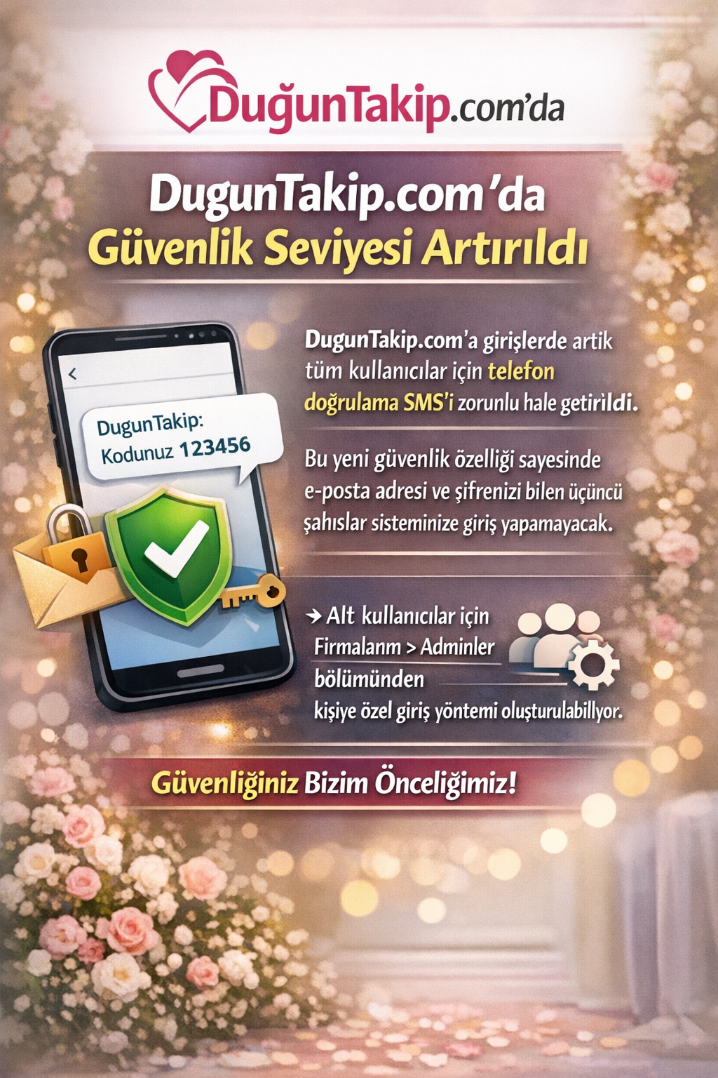DugunTakip.com’da Güvenlik Seviyesi Artırıldı