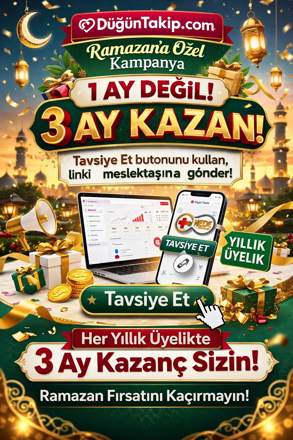 DüğünTakip.com’dan Ramazan’a Özel Büyük Kampanya: “1 Ay Değil, 3 Ay Kazan!”